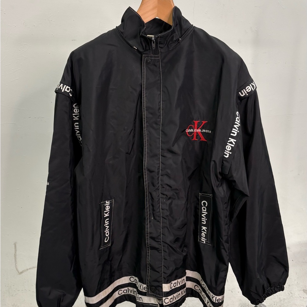 Calvin Klein Black Windbreaker with Logo Accents